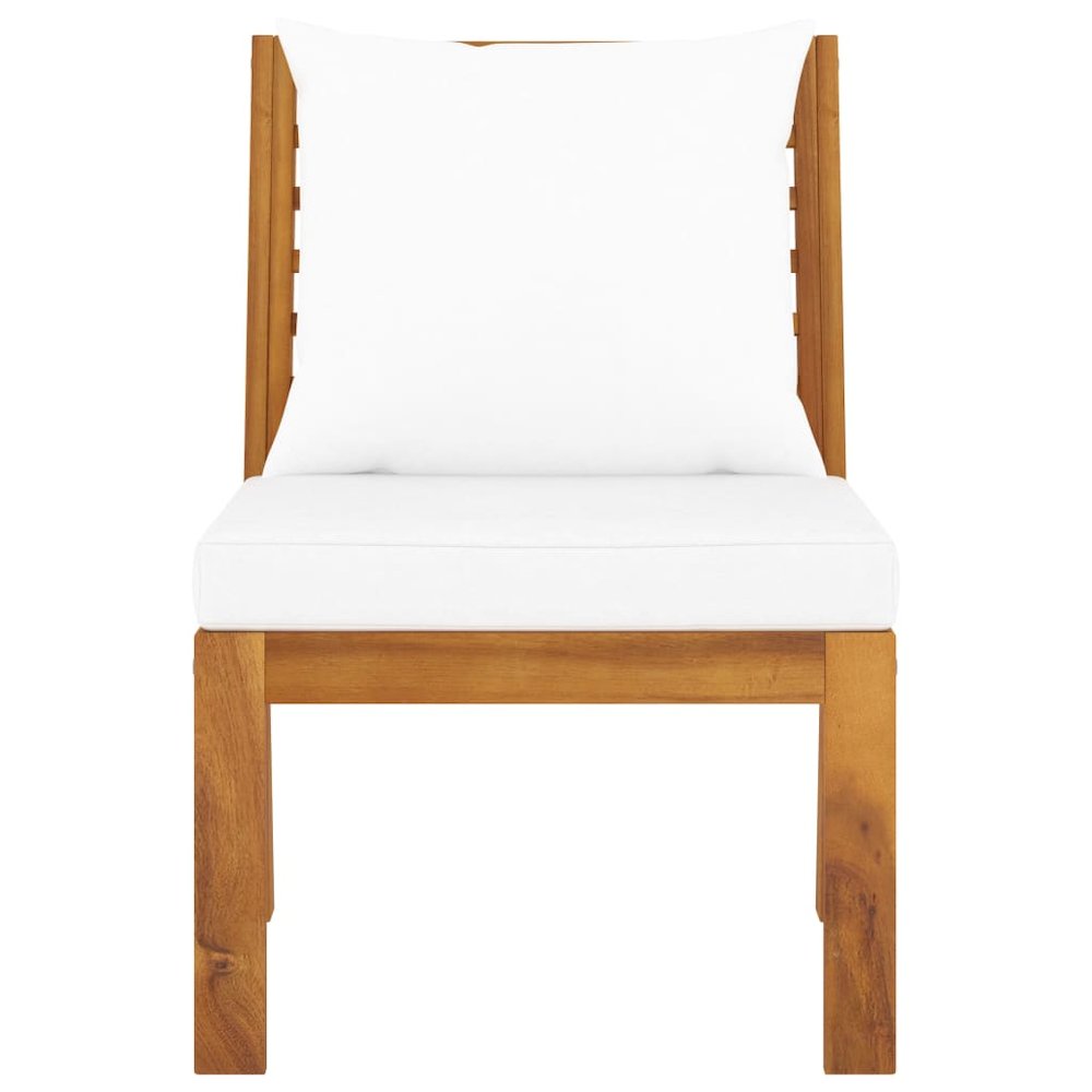 Garden Lounge Set Cream and Acacia Wood. Picture 9