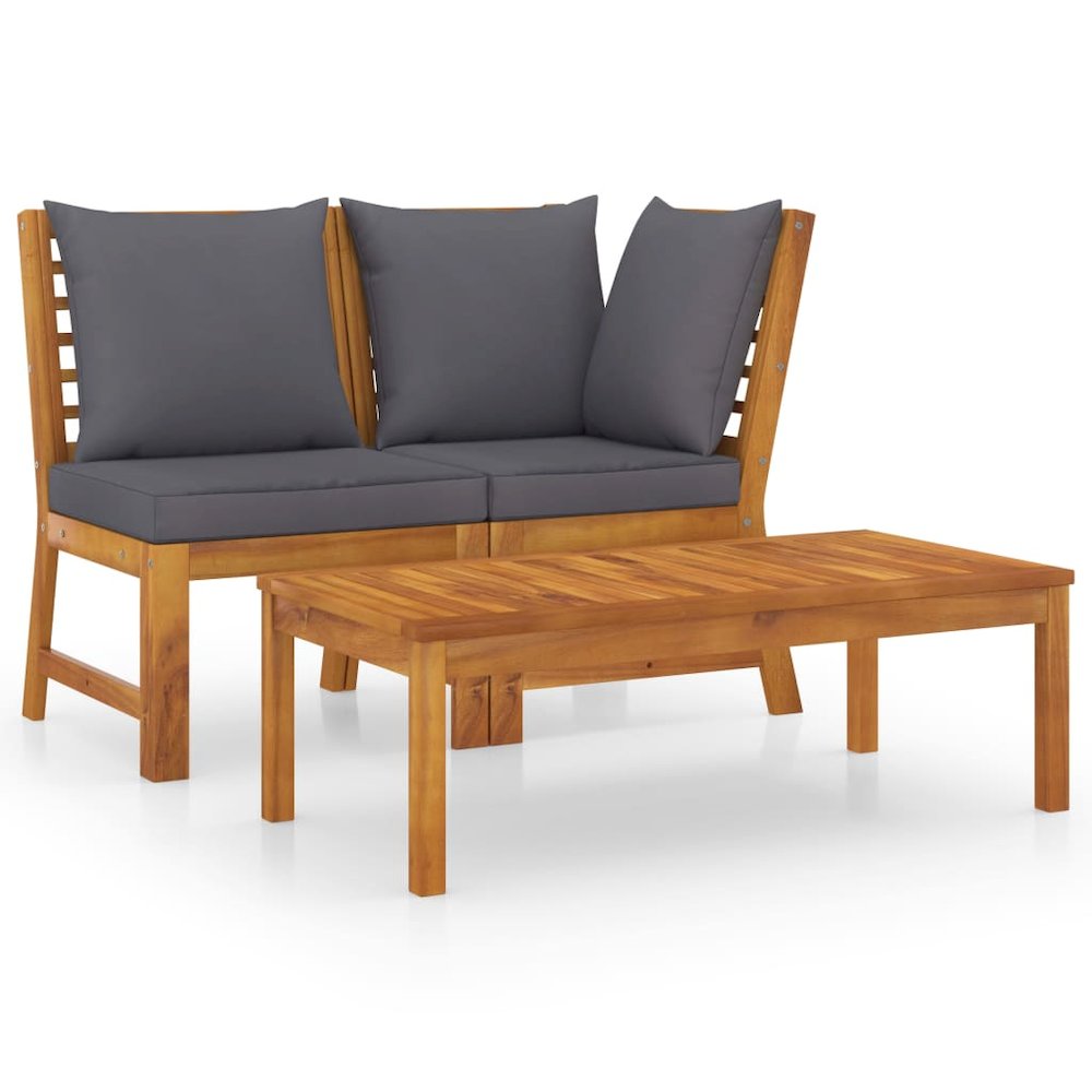 Garden Lounge Set Dark Grey Solid acacia wood Medium Modular. Picture 1
