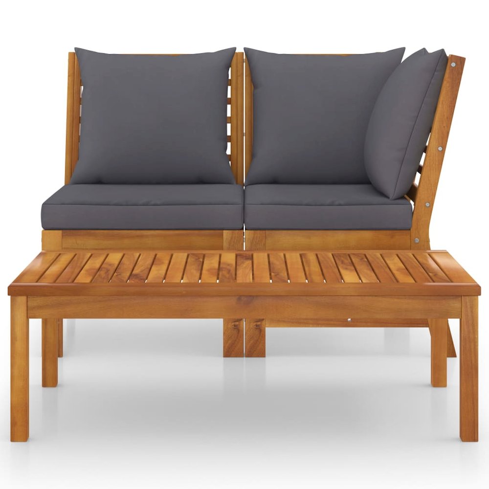 Garden Lounge Set Dark Grey Solid acacia wood Medium Modular. Picture 2