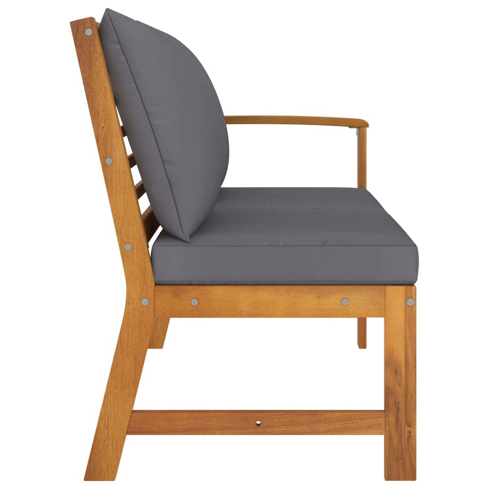 Garden Bench Dark grey Solid acacia wood 45.1 in Durable. Picture 3