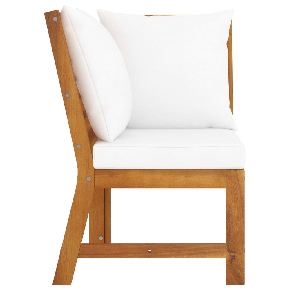 Sectional Corner Sofa Cream Solid Acacia wood Compact. Picture 2