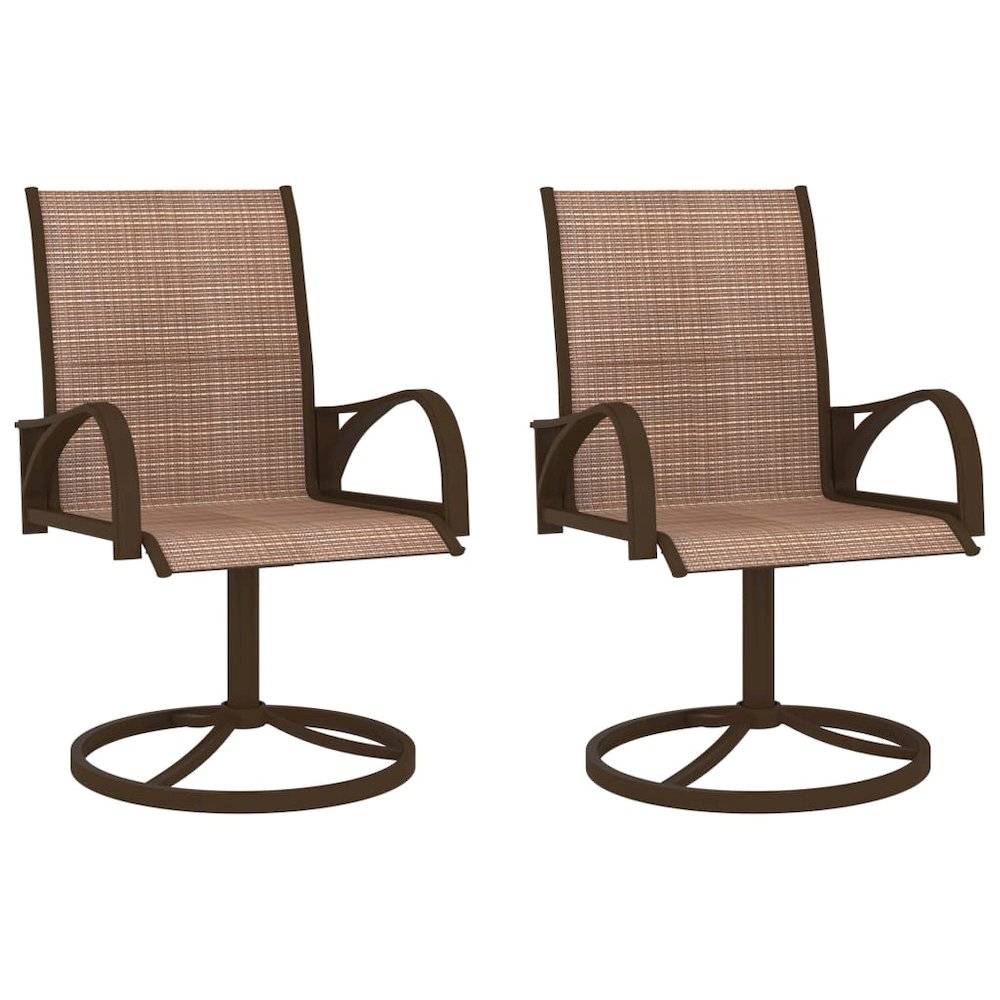 Garden Chair Set of 2 Brown Textilene, Powder-Coated Steel. Picture 1