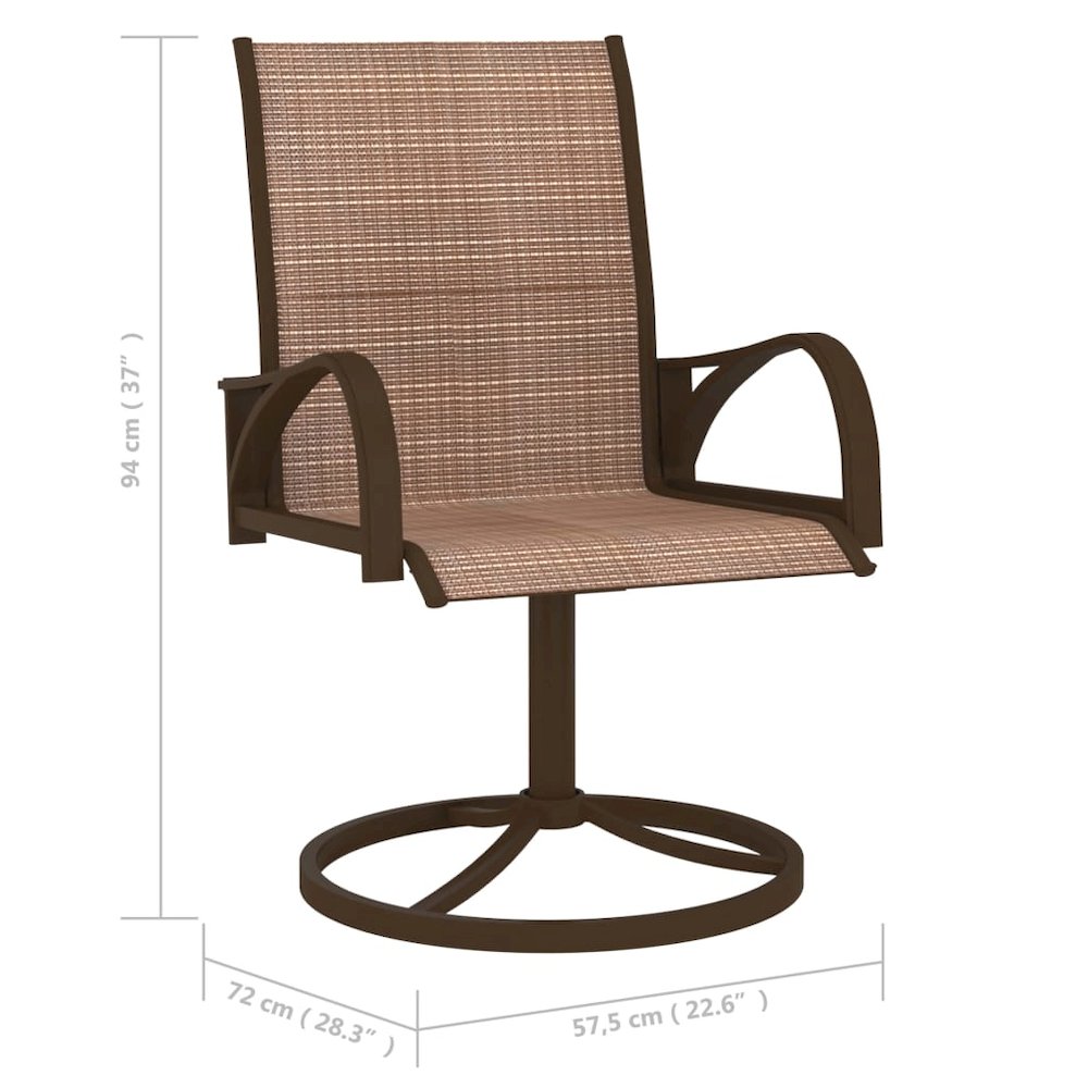 Garden Chair Set of 2 Brown Textilene, Powder-Coated Steel. Picture 7