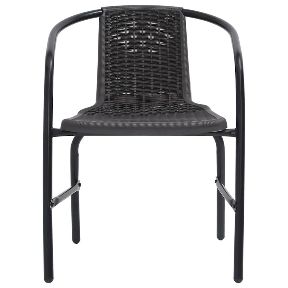 Garden Chair Set of 2 Black Plastic Rattan, Steel Standard. Picture 3