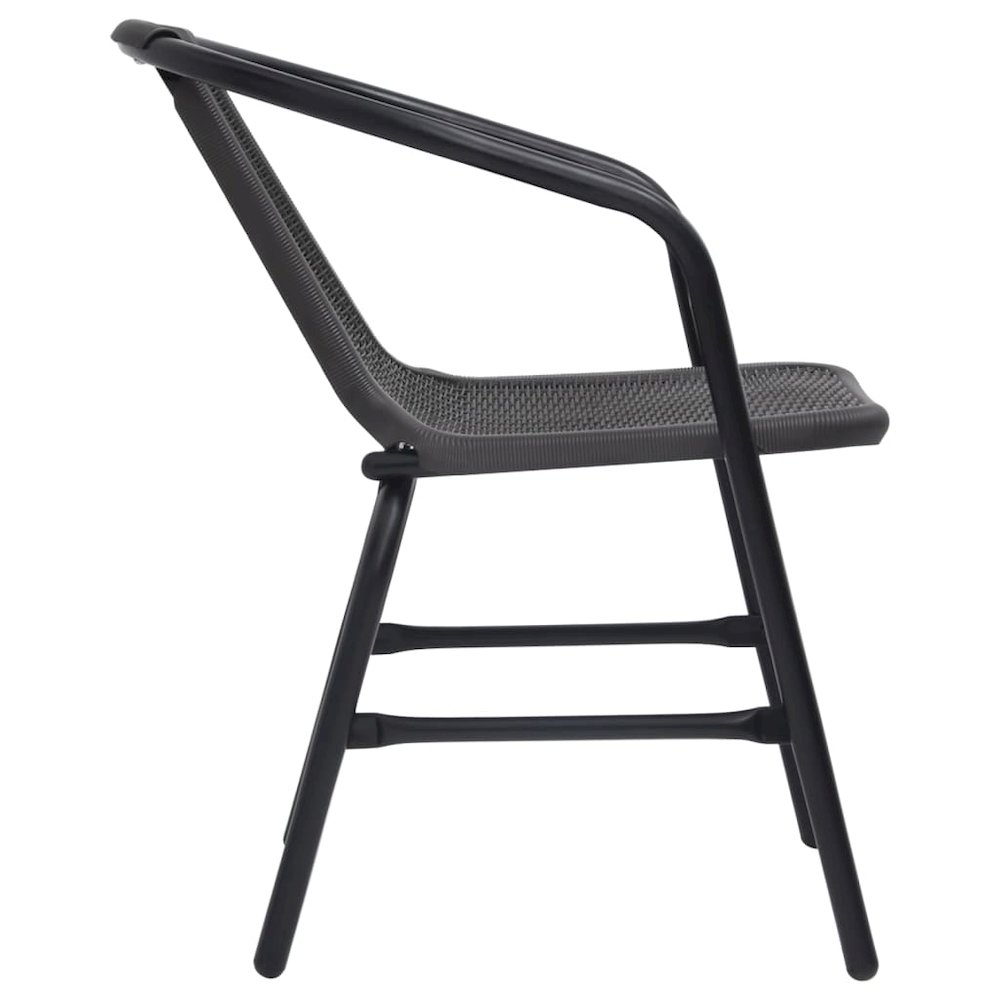 Garden Chair Set of 2 Black Plastic Rattan, Steel Standard. Picture 4