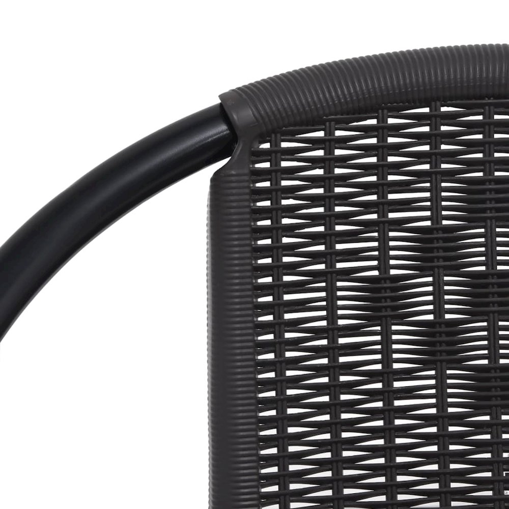 Garden Chair Set of 2 Black Plastic Rattan, Steel Standard. Picture 6