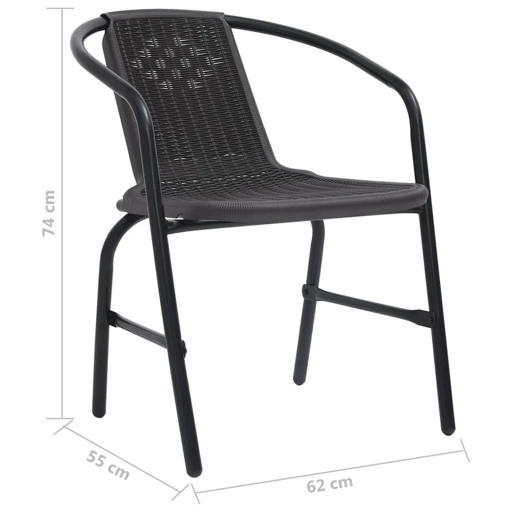 Garden Chair Set of 2 Black Plastic Rattan, Steel Standard. Picture 8
