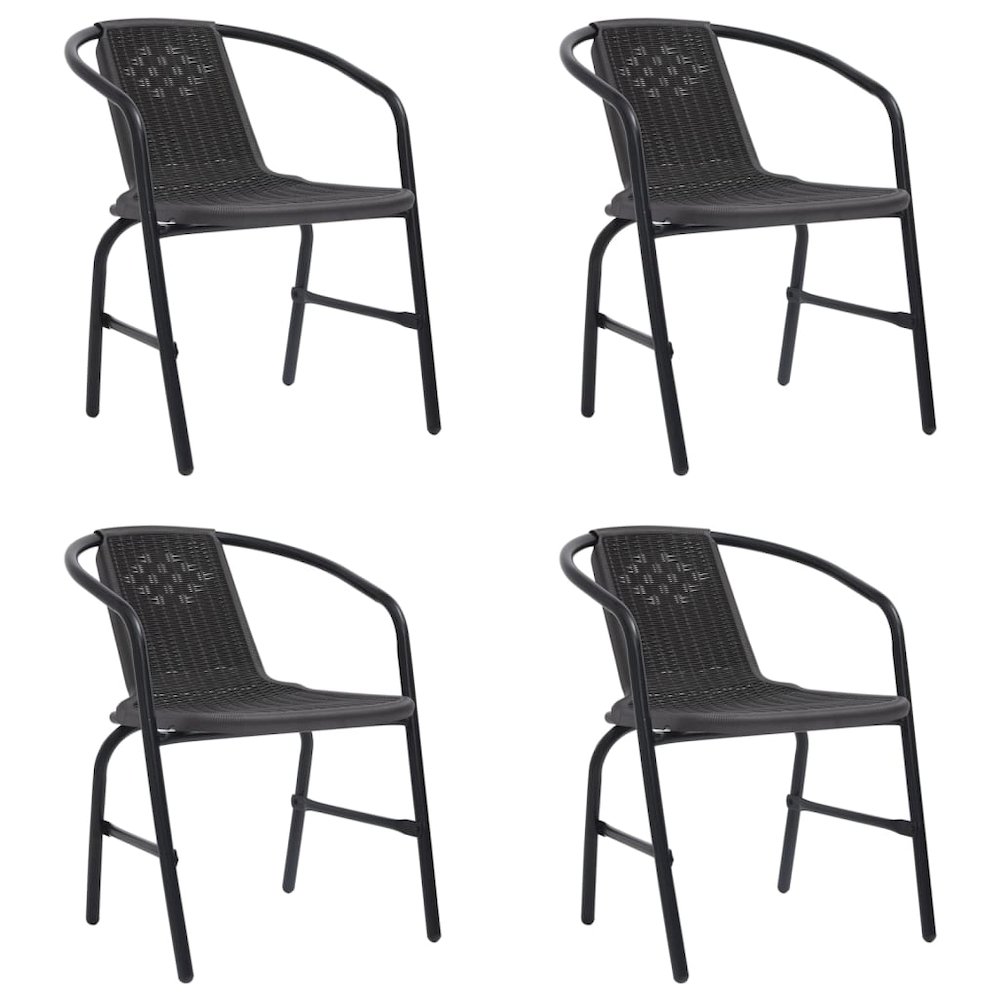 Garden Chair Set of 4 Black Plastic rattan, steel Standard. Picture 1