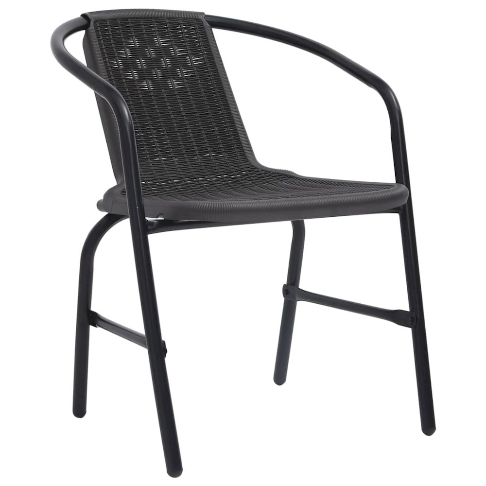 Garden Chair Set of 4 Black Plastic rattan, steel Standard. Picture 2