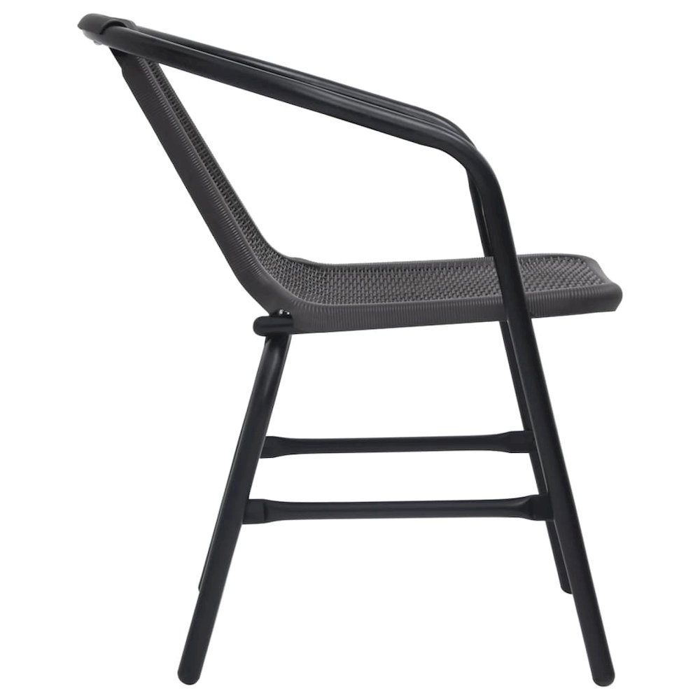 Garden Chair Set of 4 Black Plastic rattan, steel Standard. Picture 4