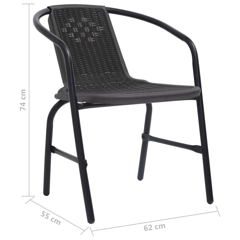 Garden Chair Set of 4 Black Plastic rattan, steel Standard. Picture 8