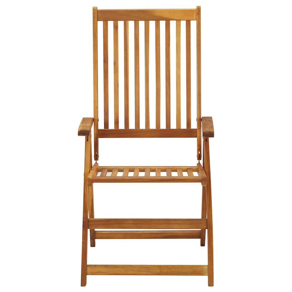 Garden Chair Set of 3 Natural Wood Solid Acacia Wood Medium. Picture 2