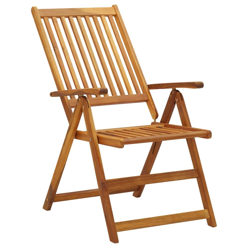 Garden Chair Set of 3 Natural Wood Solid Acacia Wood Medium. Picture 3