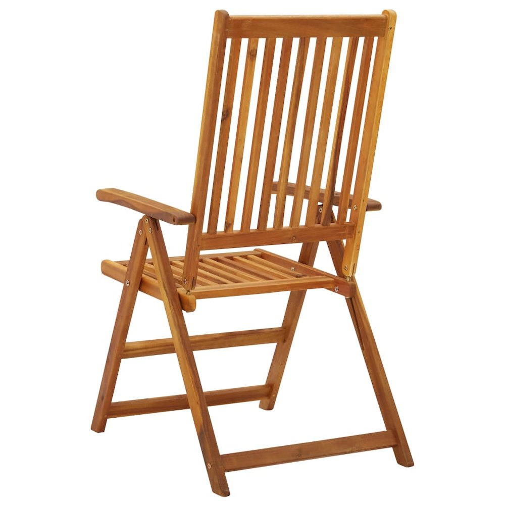Garden Chair Set of 3 Natural Wood Solid Acacia Wood Medium. Picture 4