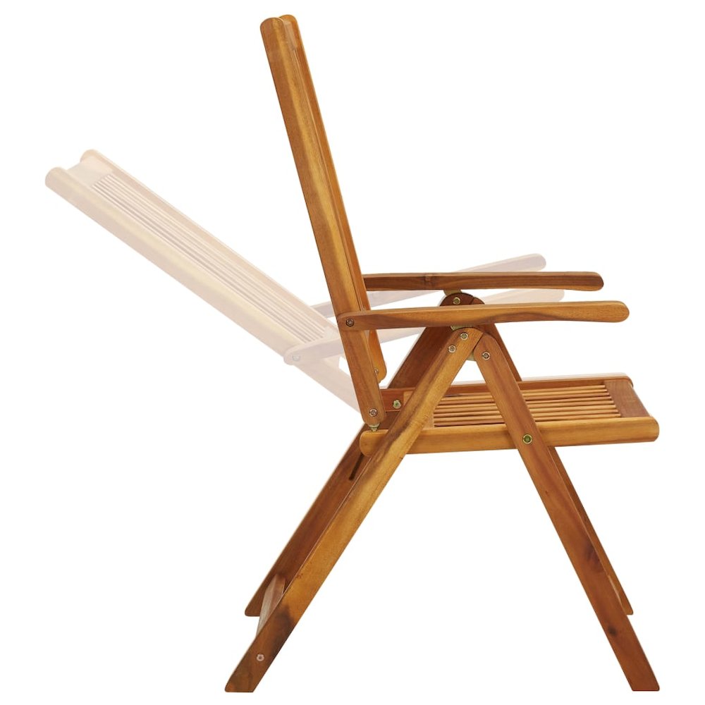 Garden Chair Set of 3 Natural Wood Solid Acacia Wood Medium. Picture 5