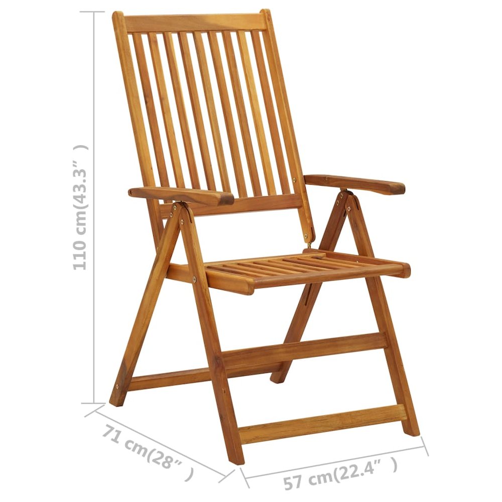 Garden Chair Set of 3 Natural Wood Solid Acacia Wood Medium. Picture 7