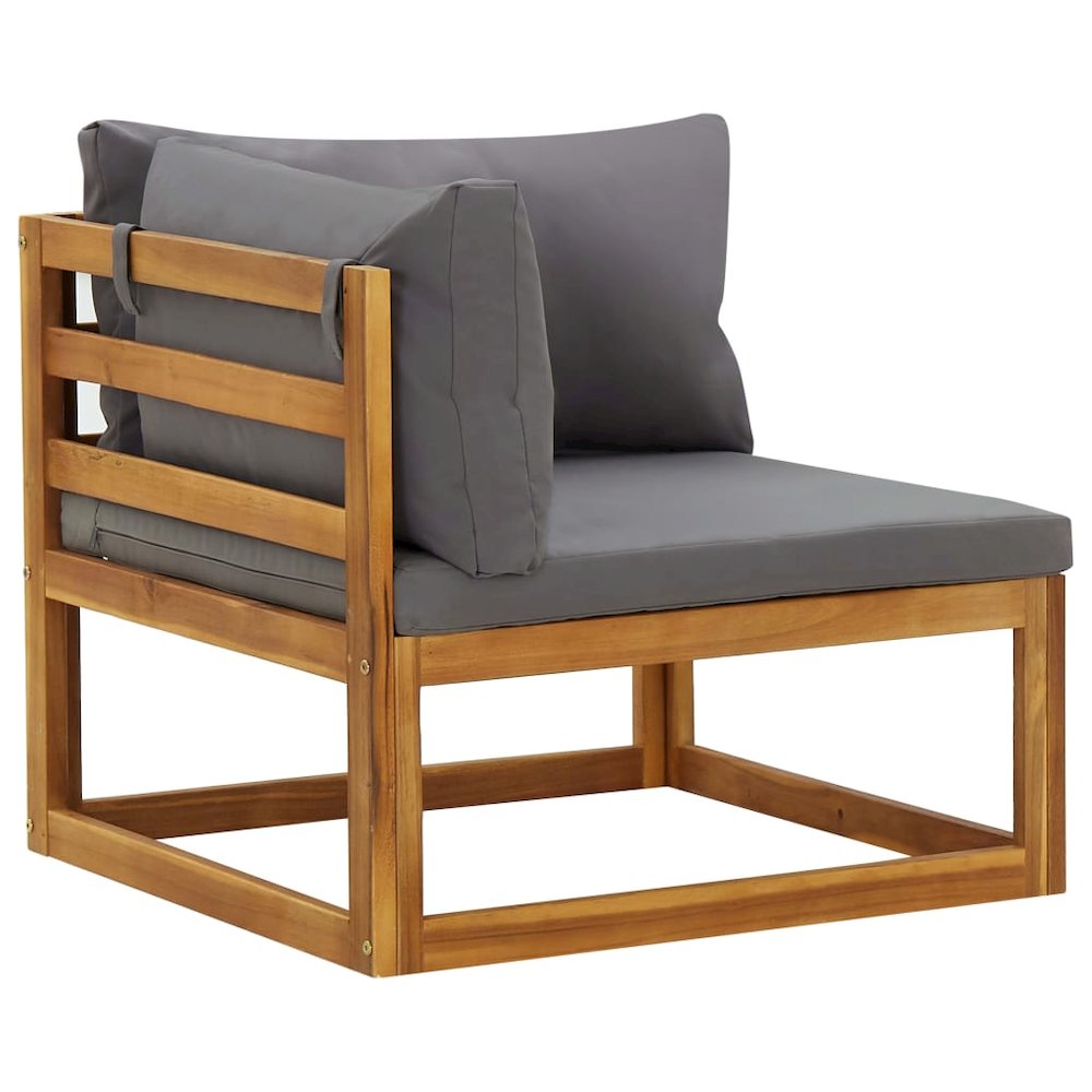 Corner Sofa Dark Grey Solid Acacia Wood Modular Corner Sofa. Picture 2