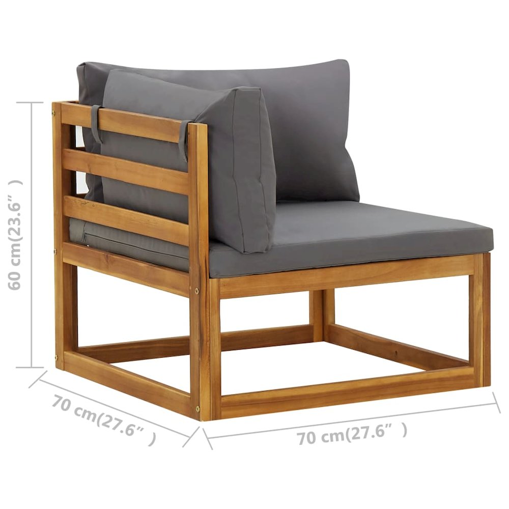 Corner Sofa Dark Grey Solid Acacia Wood Modular Corner Sofa. Picture 8