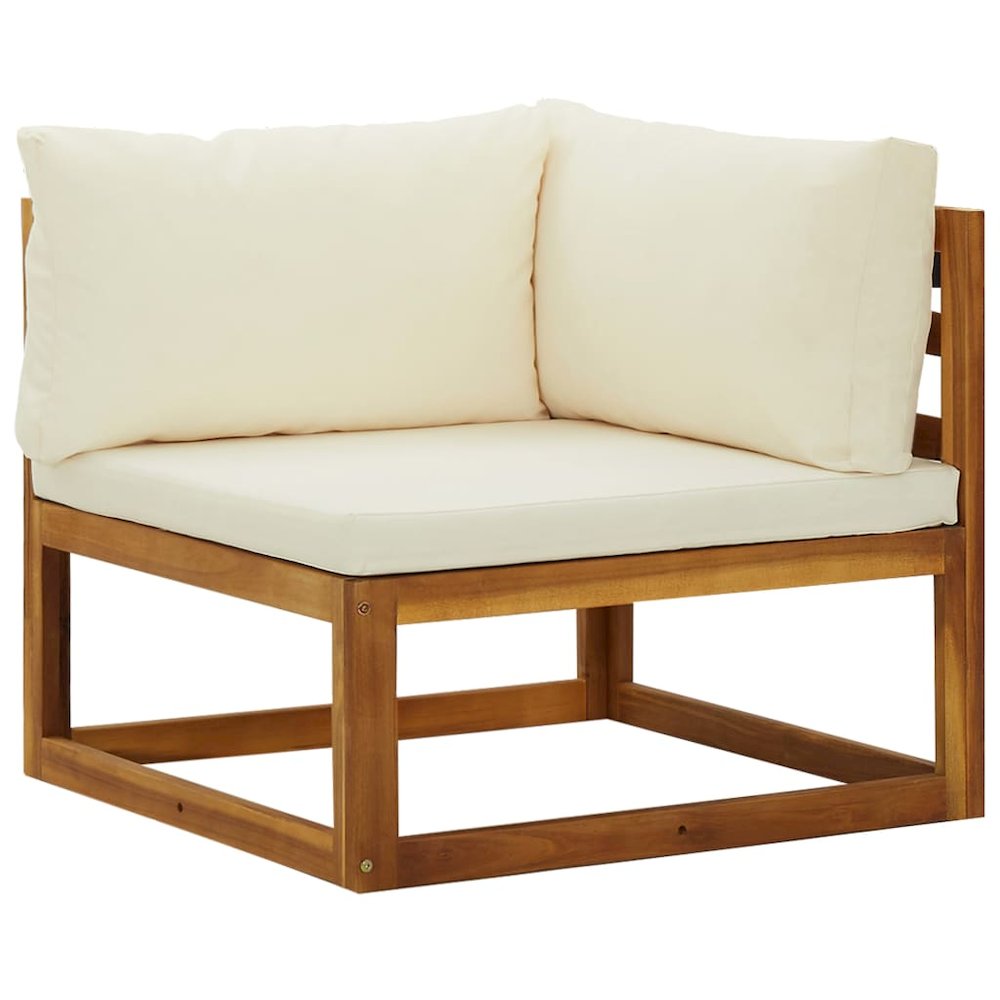 Corner Sofa Cream white Solid acacia wood Standard two-seater. Picture 2