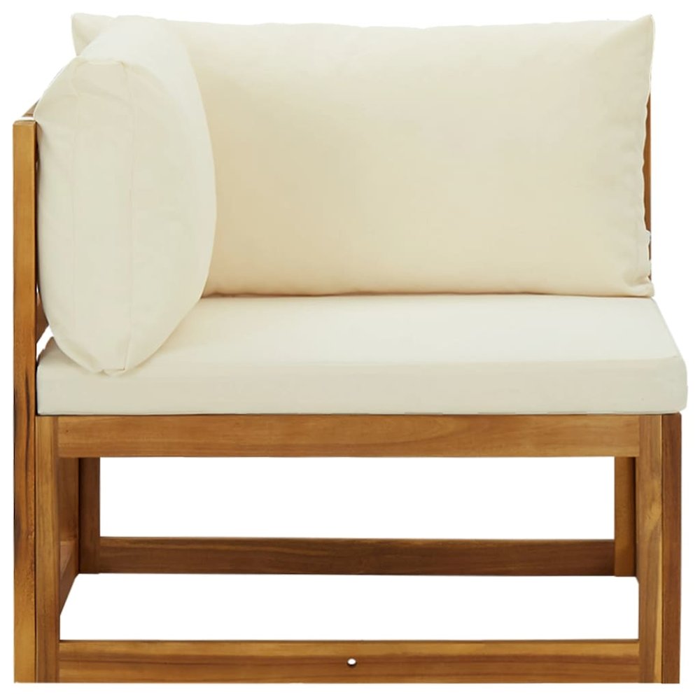Corner Sofa Cream white Solid acacia wood Standard two-seater. Picture 3