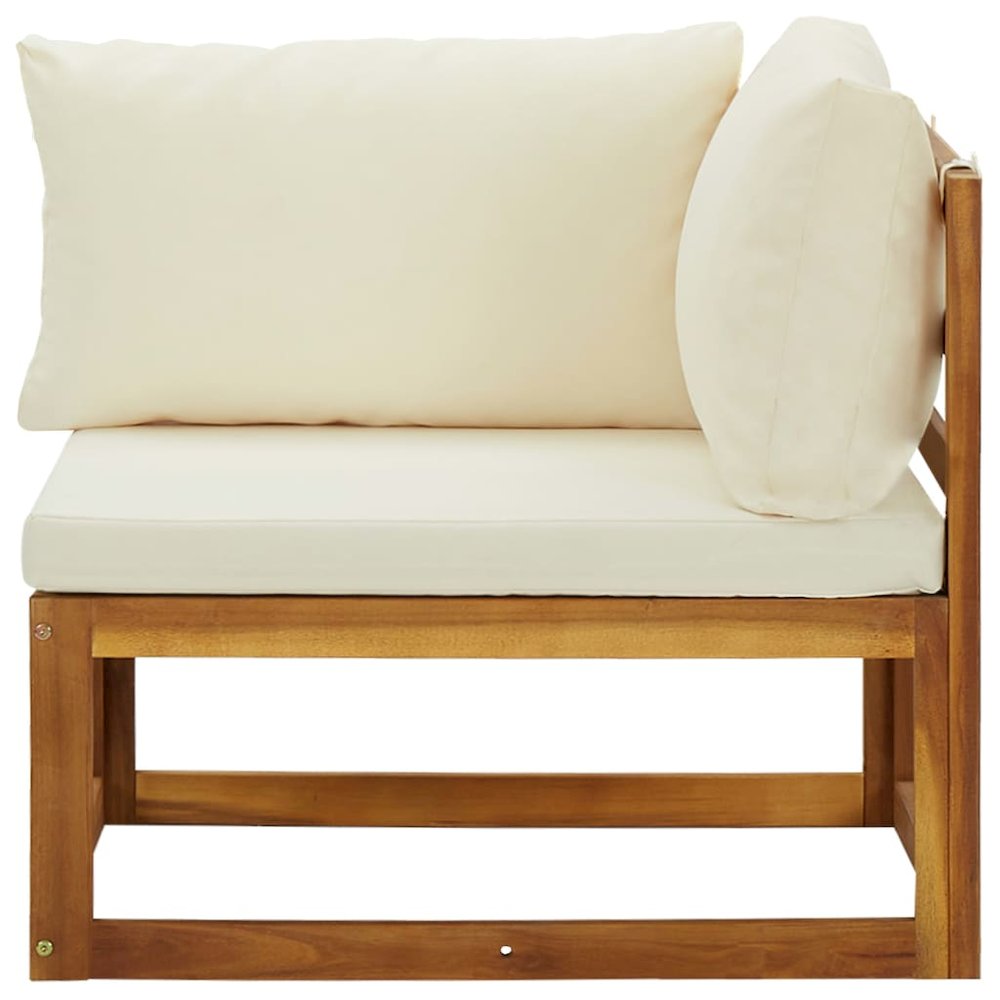 Corner Sofa Cream white Solid acacia wood Standard two-seater. Picture 4