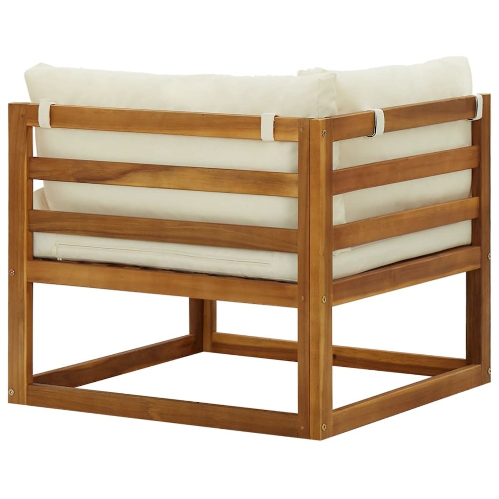 Corner Sofa Cream white Solid acacia wood Standard two-seater. Picture 5