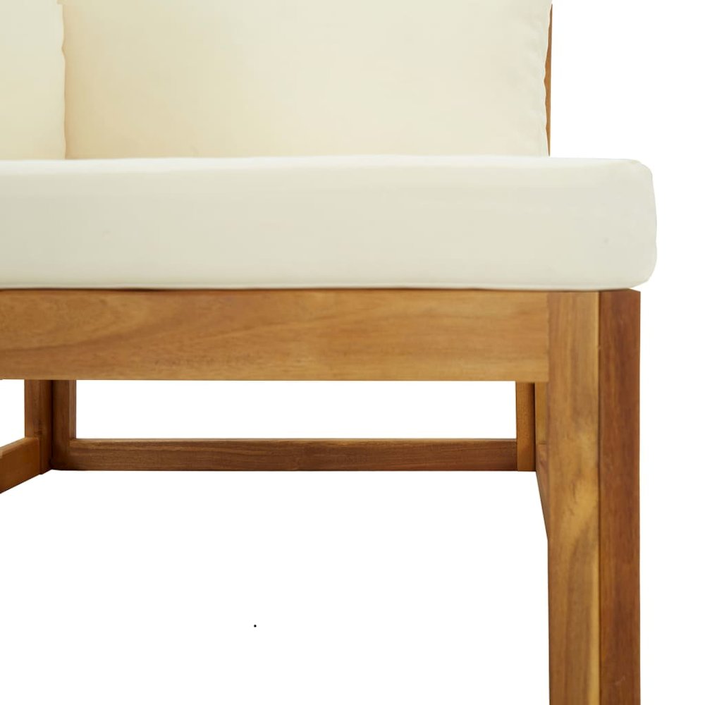 Corner Sofa Cream white Solid acacia wood Standard two-seater. Picture 7