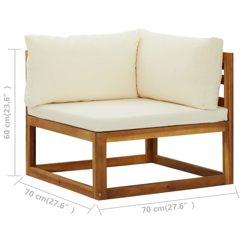 Corner Sofa Cream white Solid acacia wood Standard two-seater. Picture 9