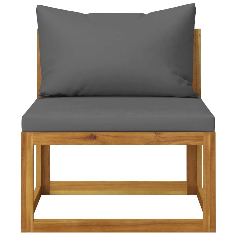 Wooden Sofa Set Dark Grey Solid acacia wood, 100% polyester. Picture 3