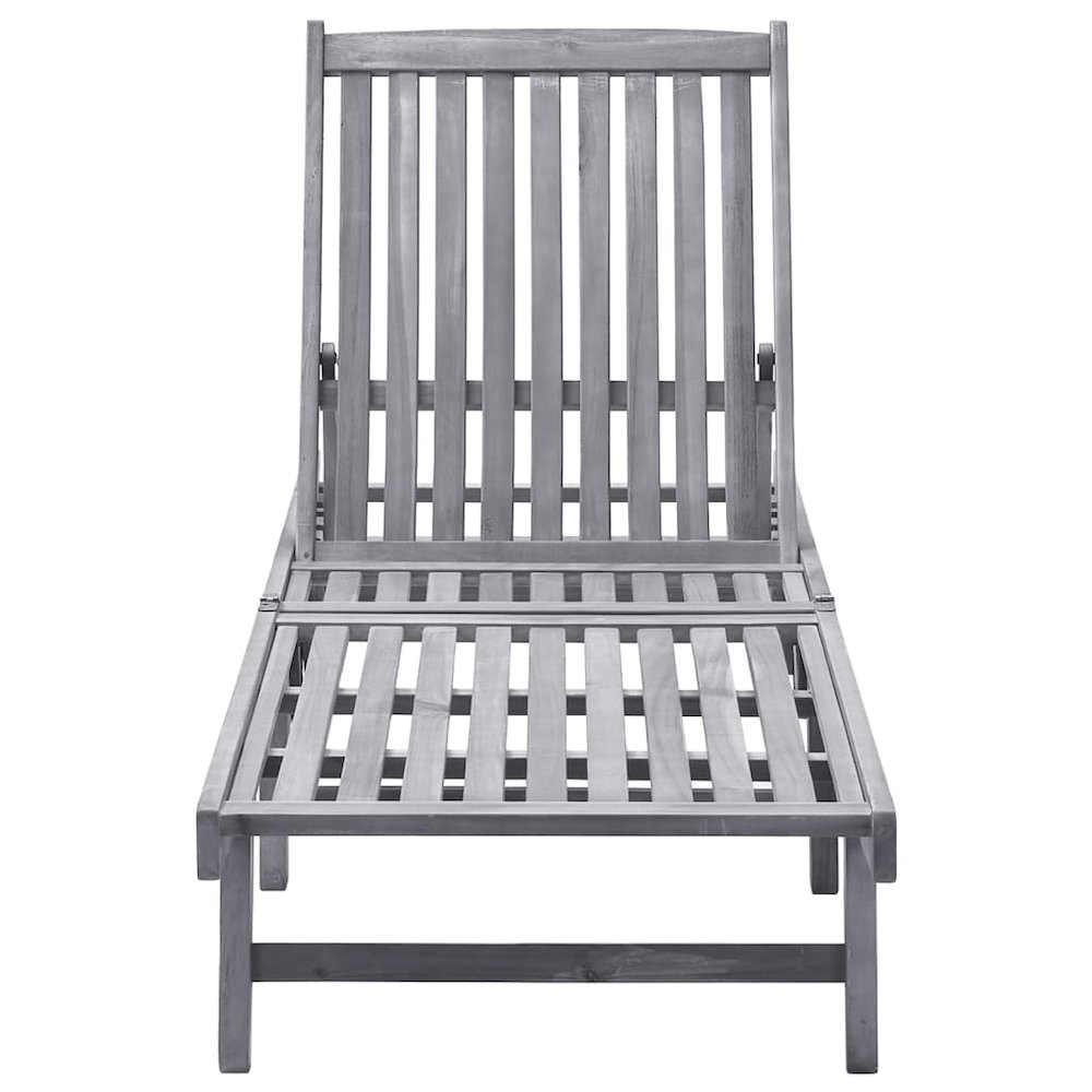 Sunlounger Grey wash Solid Acacia wood Standard Height-Adjustable. Picture 2
