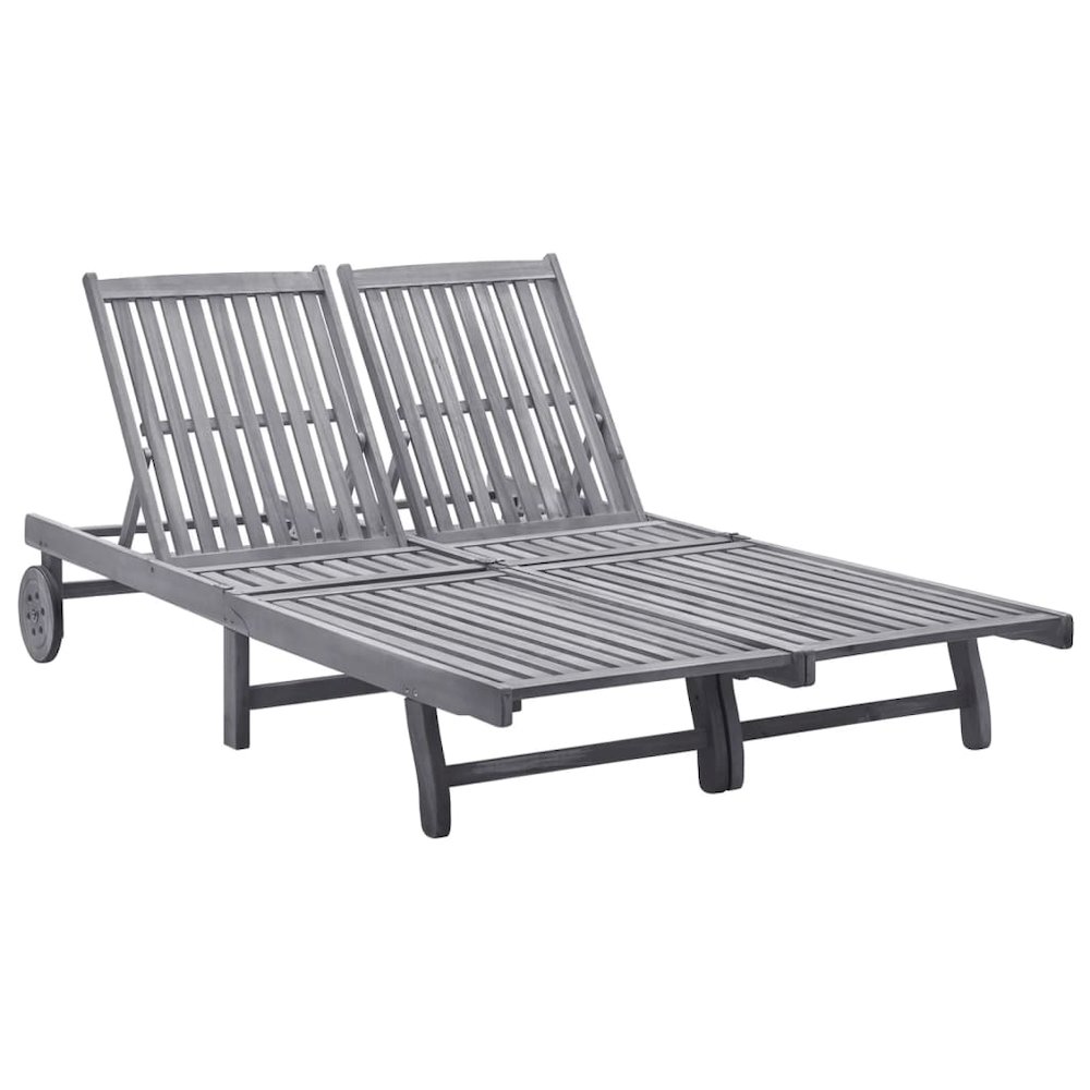 Sunlounger Grey wash Solid Acacia Wood Big enough for two. Picture 1