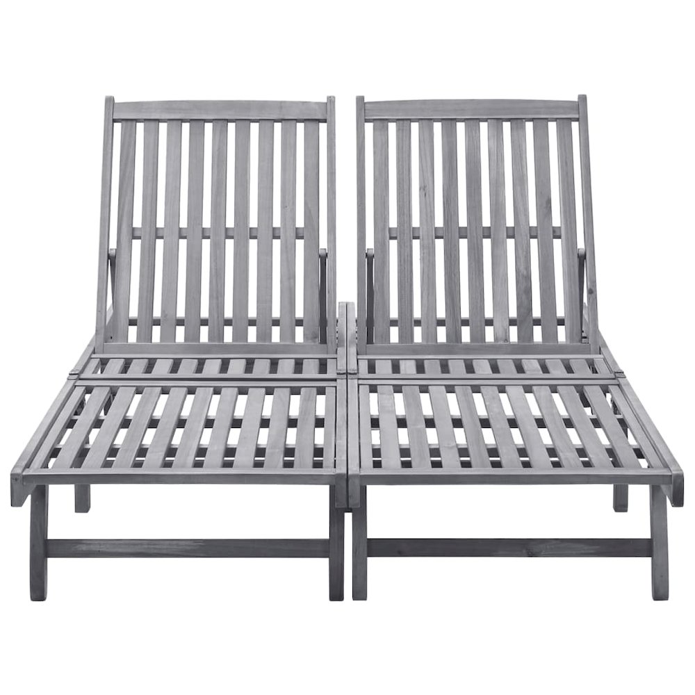 Sunlounger Grey wash Solid Acacia Wood Big enough for two. Picture 2