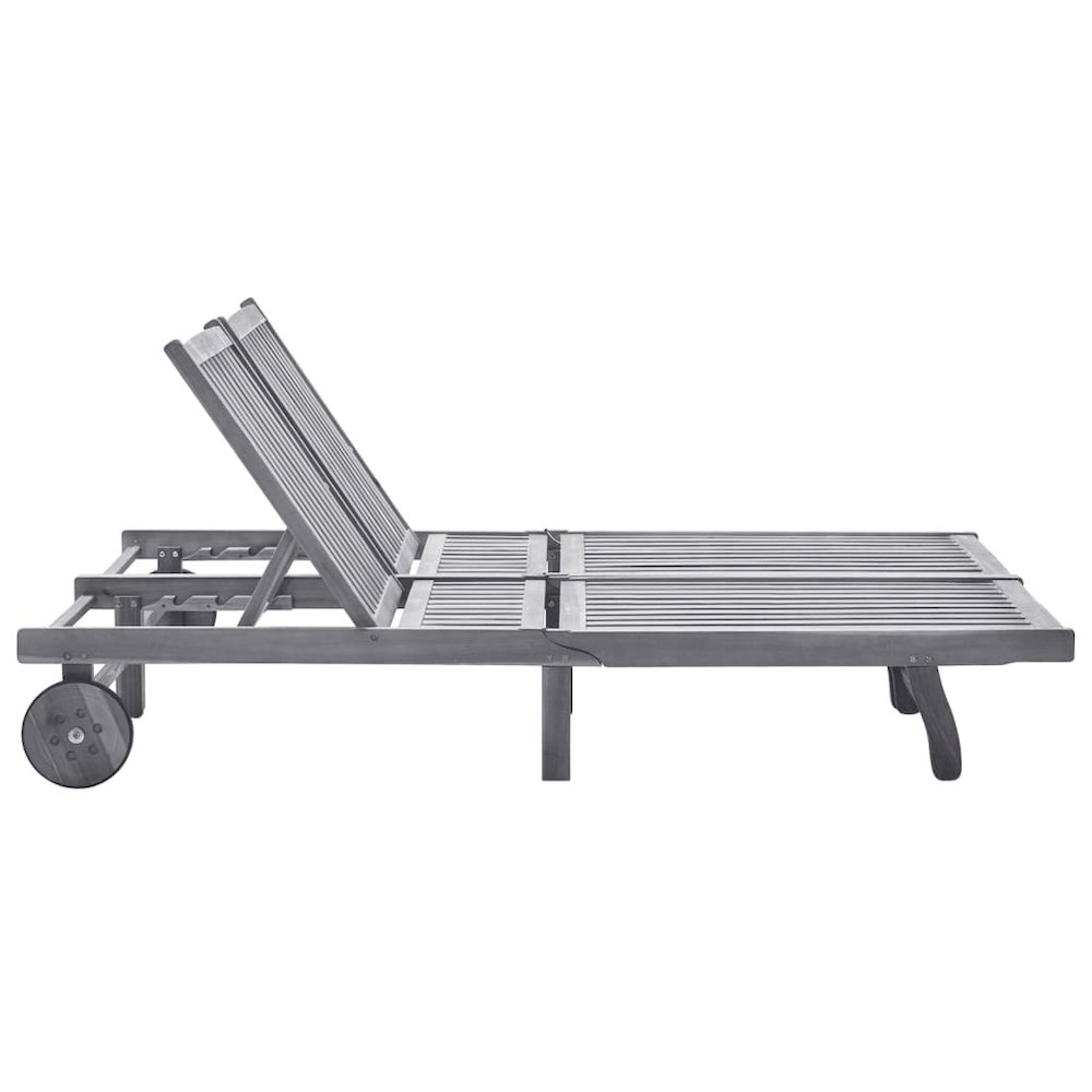 Sunlounger Grey wash Solid Acacia Wood Big enough for two. Picture 3