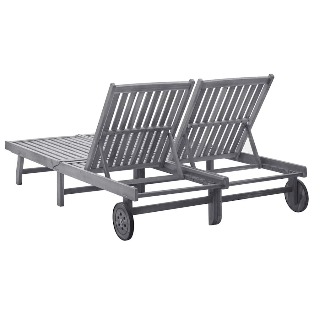 Sunlounger Grey wash Solid Acacia Wood Big enough for two. Picture 4