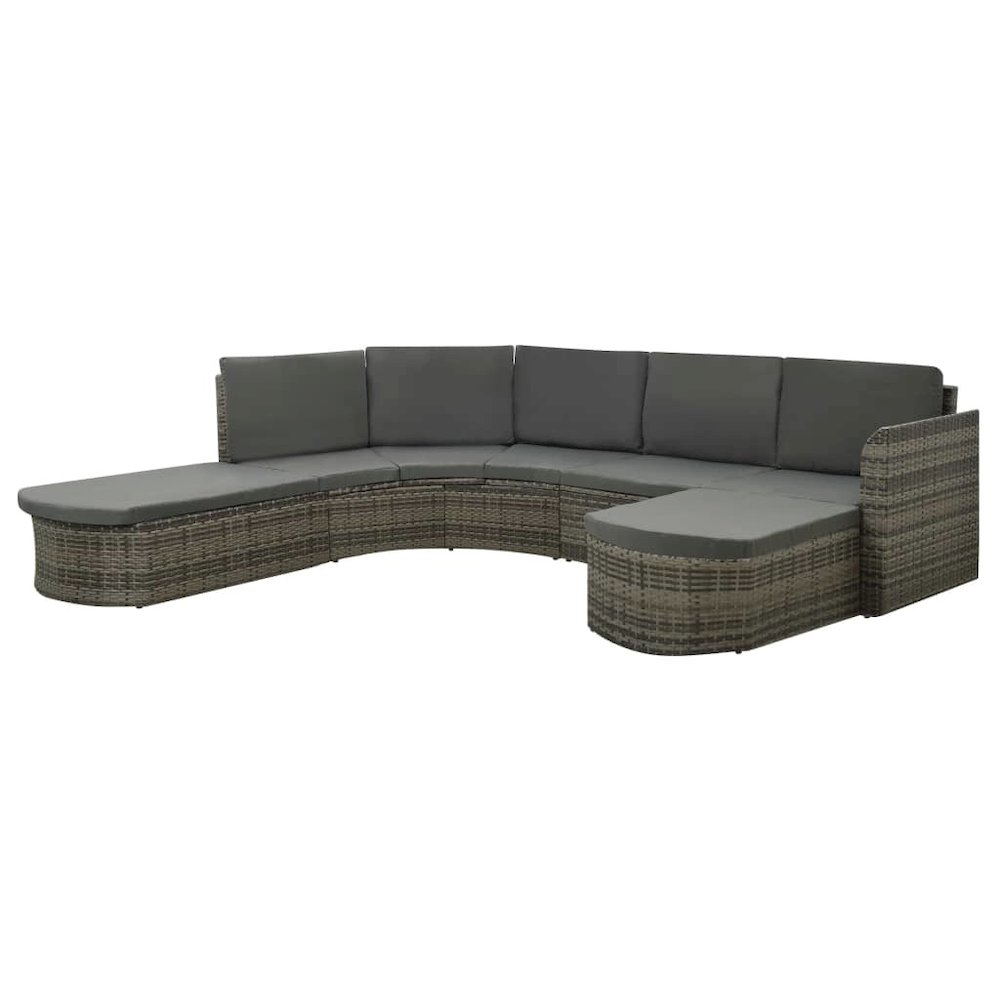 Patio Sofa Set of 4 Gray PE rattan Large Waterproof materials. Picture 1