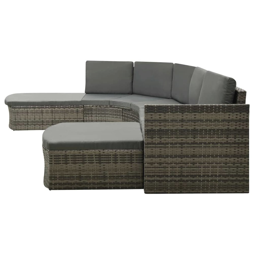 Patio Sofa Set of 4 Gray PE rattan Large Waterproof materials. Picture 3