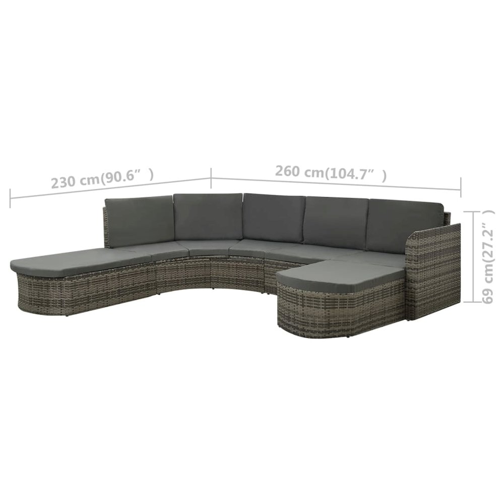 Patio Sofa Set of 4 Gray PE rattan Large Waterproof materials. Picture 6