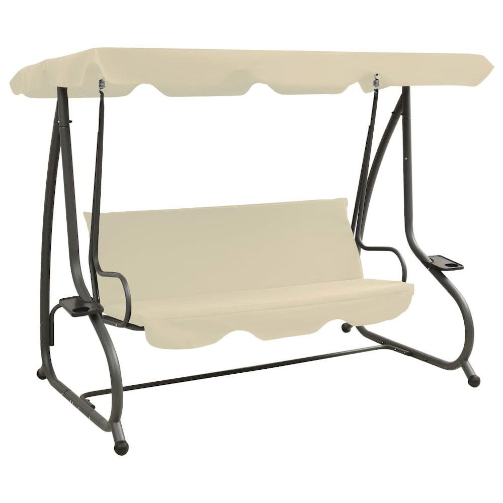 Swing Bench Sand white PVC-coated fabric, powder-coated steel Large. Picture 1