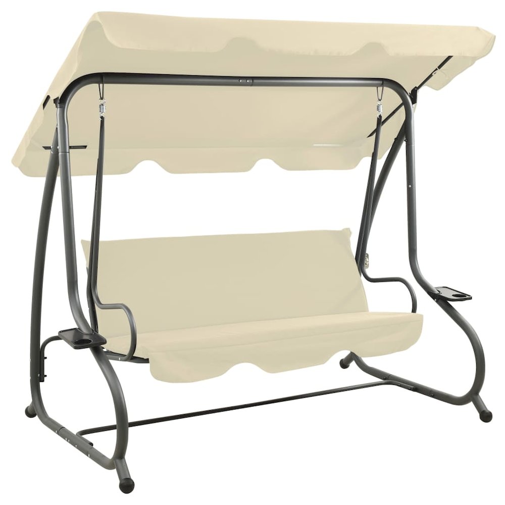Swing Bench Sand white PVC-coated fabric, powder-coated steel Large. Picture 3