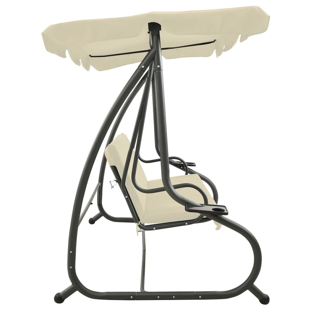 Swing Bench Sand white PVC-coated fabric, powder-coated steel Large. Picture 4