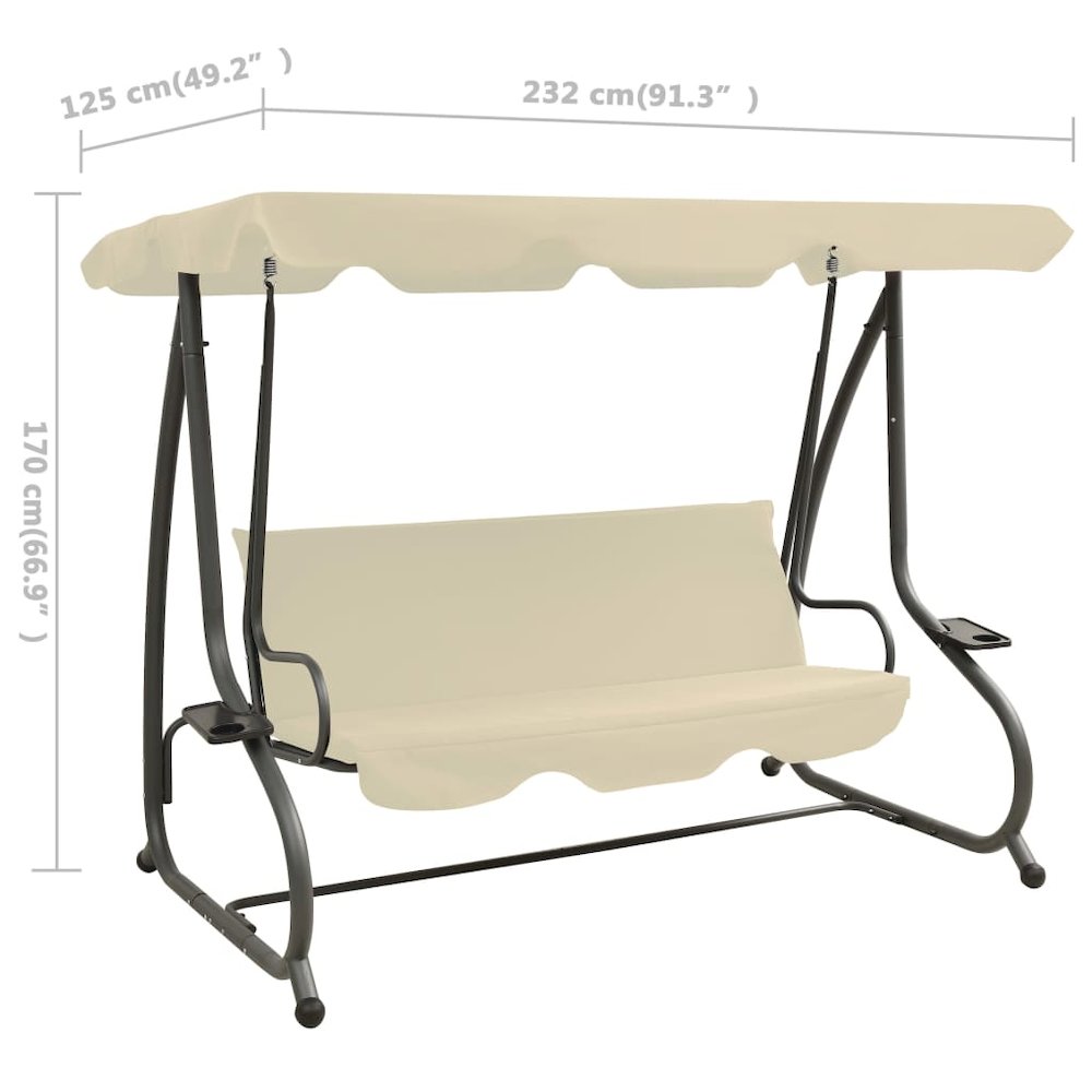 Swing Bench Sand white PVC-coated fabric, powder-coated steel Large. Picture 8