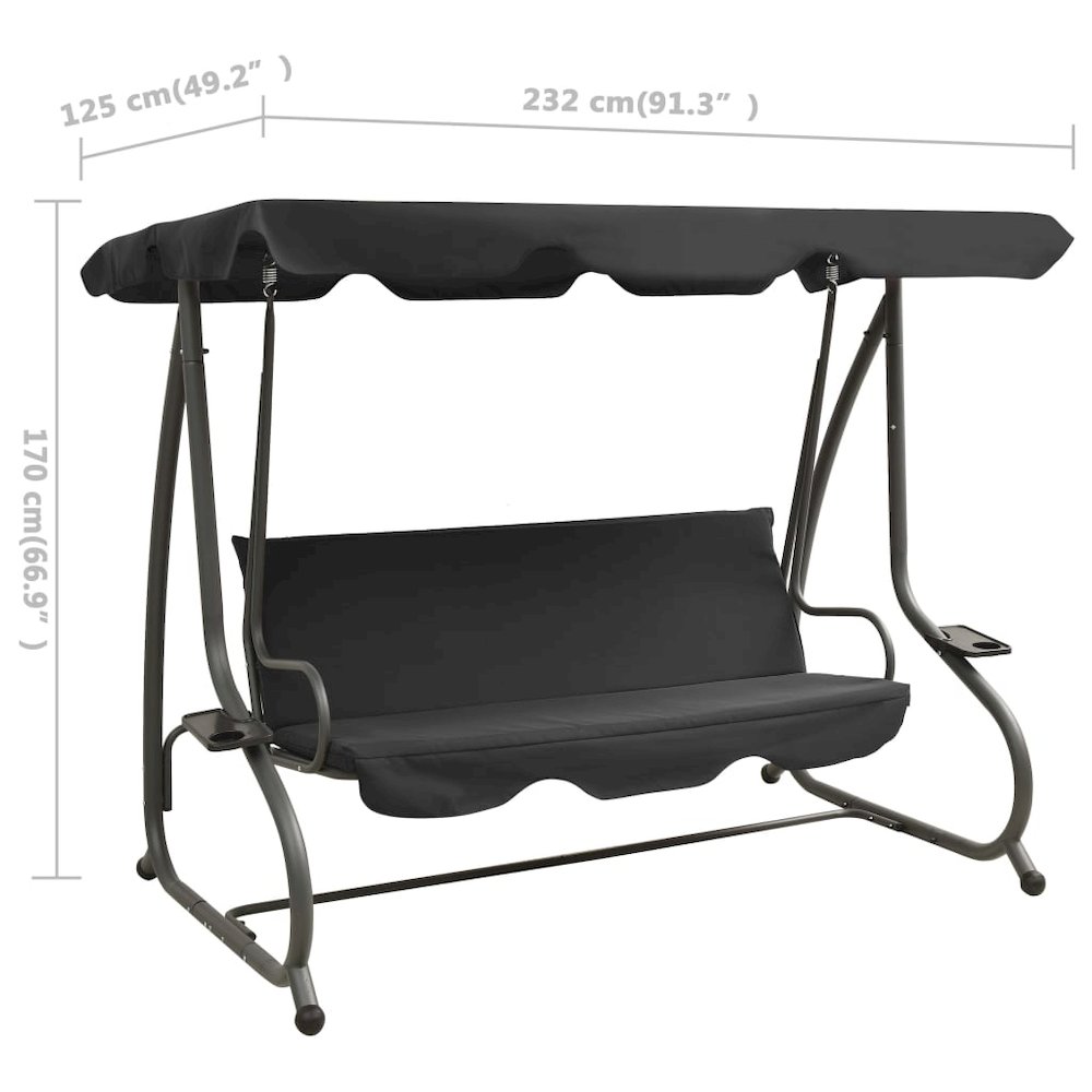 Swing Bench Anthracite PVC-coated fabric, powder-coated steel. Picture 8