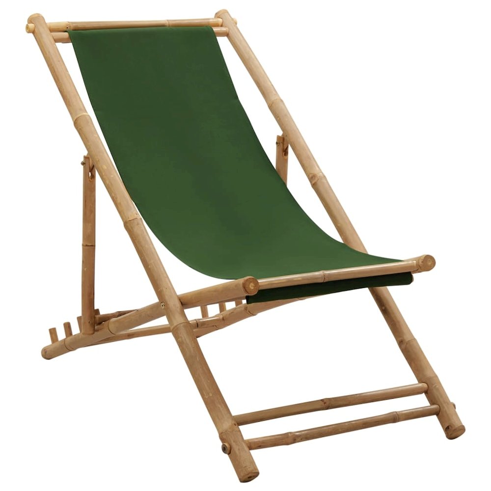Deck Chair Bamboo and Canvas Green. Picture 1
