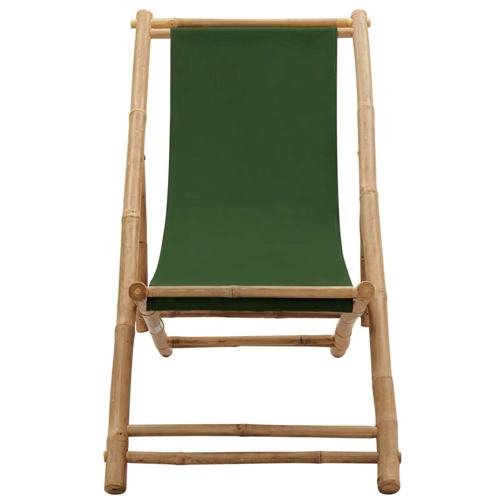 Deck Chair Bamboo and Canvas Green. Picture 2