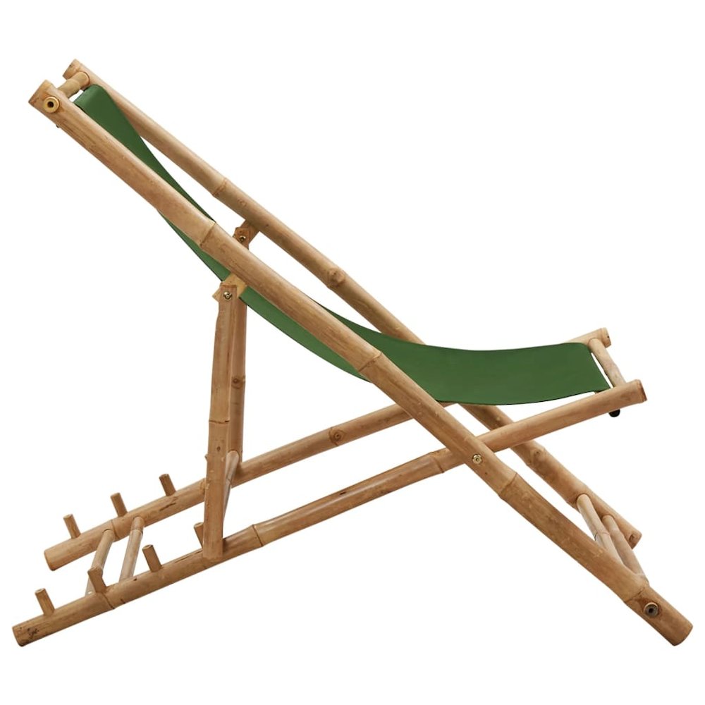Deck Chair Bamboo and Canvas Green. Picture 3