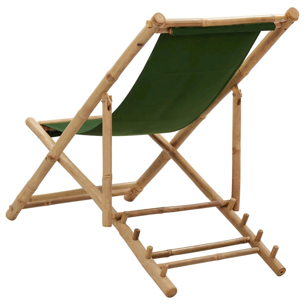 Deck Chair Bamboo and Canvas Green. Picture 4
