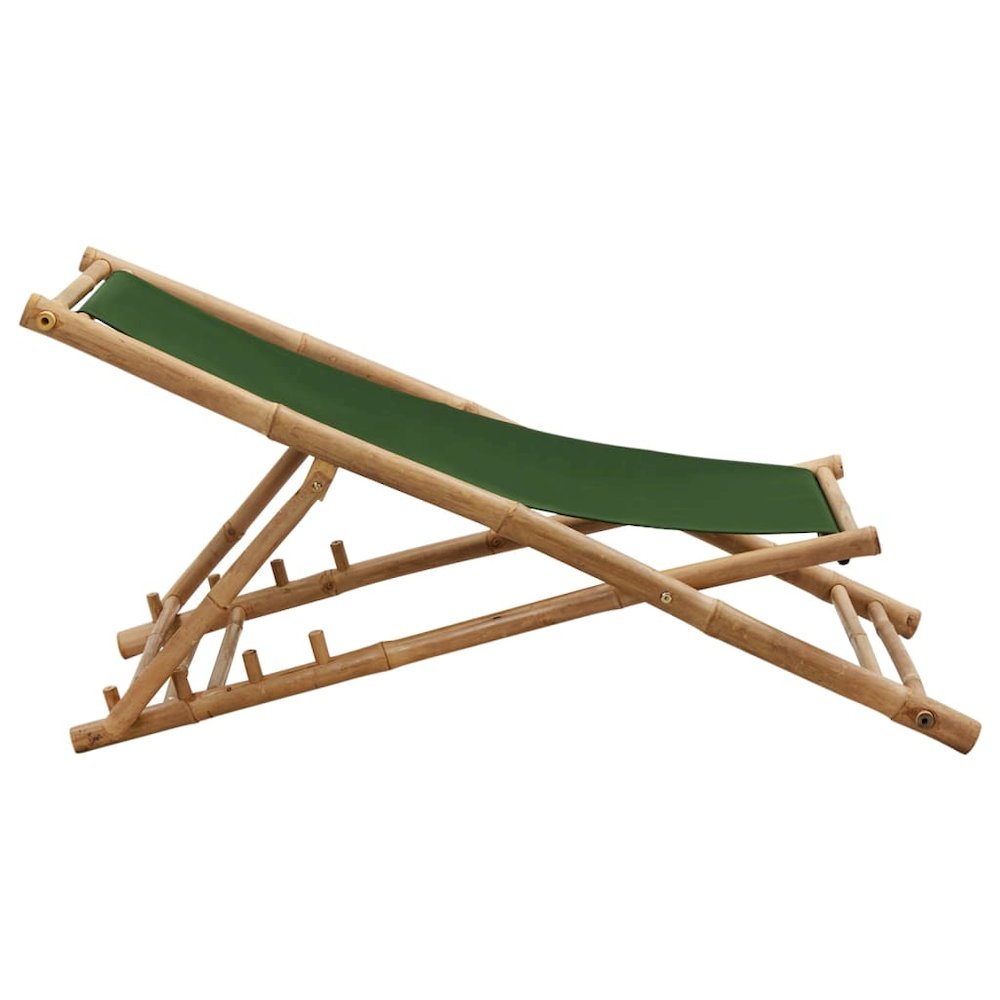 Deck Chair Bamboo and Canvas Green. Picture 5