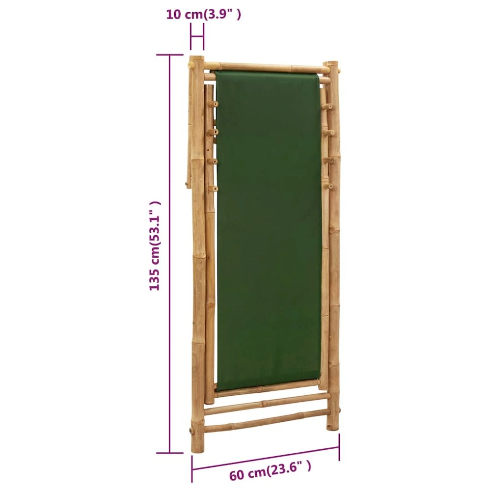 Deck Chair Bamboo and Canvas Green. Picture 9