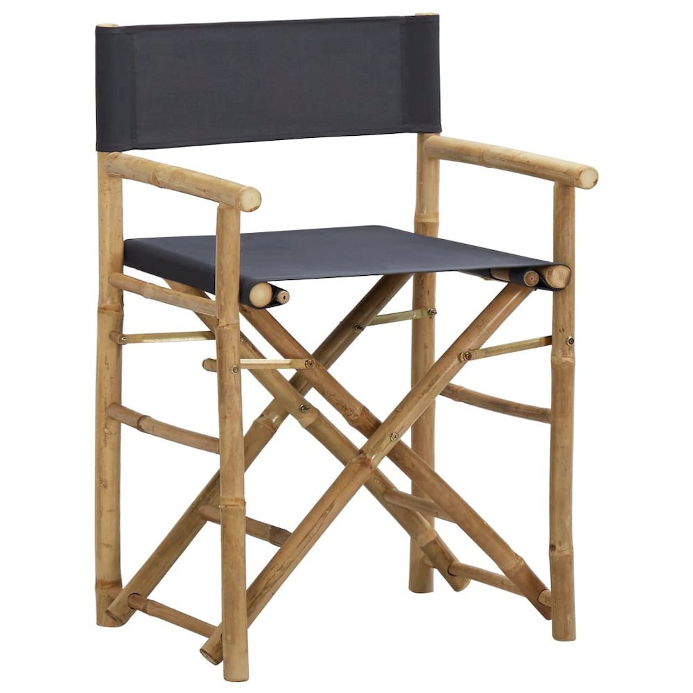 Director's Chair Set of 2 Dark Grey Bamboo, Polyester Standard. Picture 2