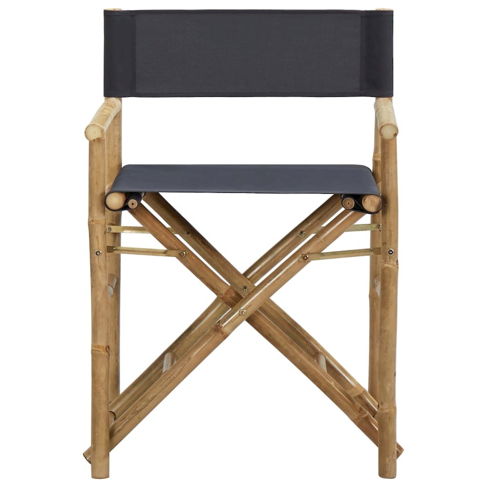 Director's Chair Set of 2 Dark Grey Bamboo, Polyester Standard. Picture 3